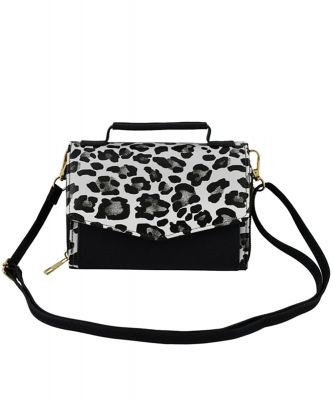 Envelope Flap Crossbody Bag AD088 BLACK SNOW LEOPARD/